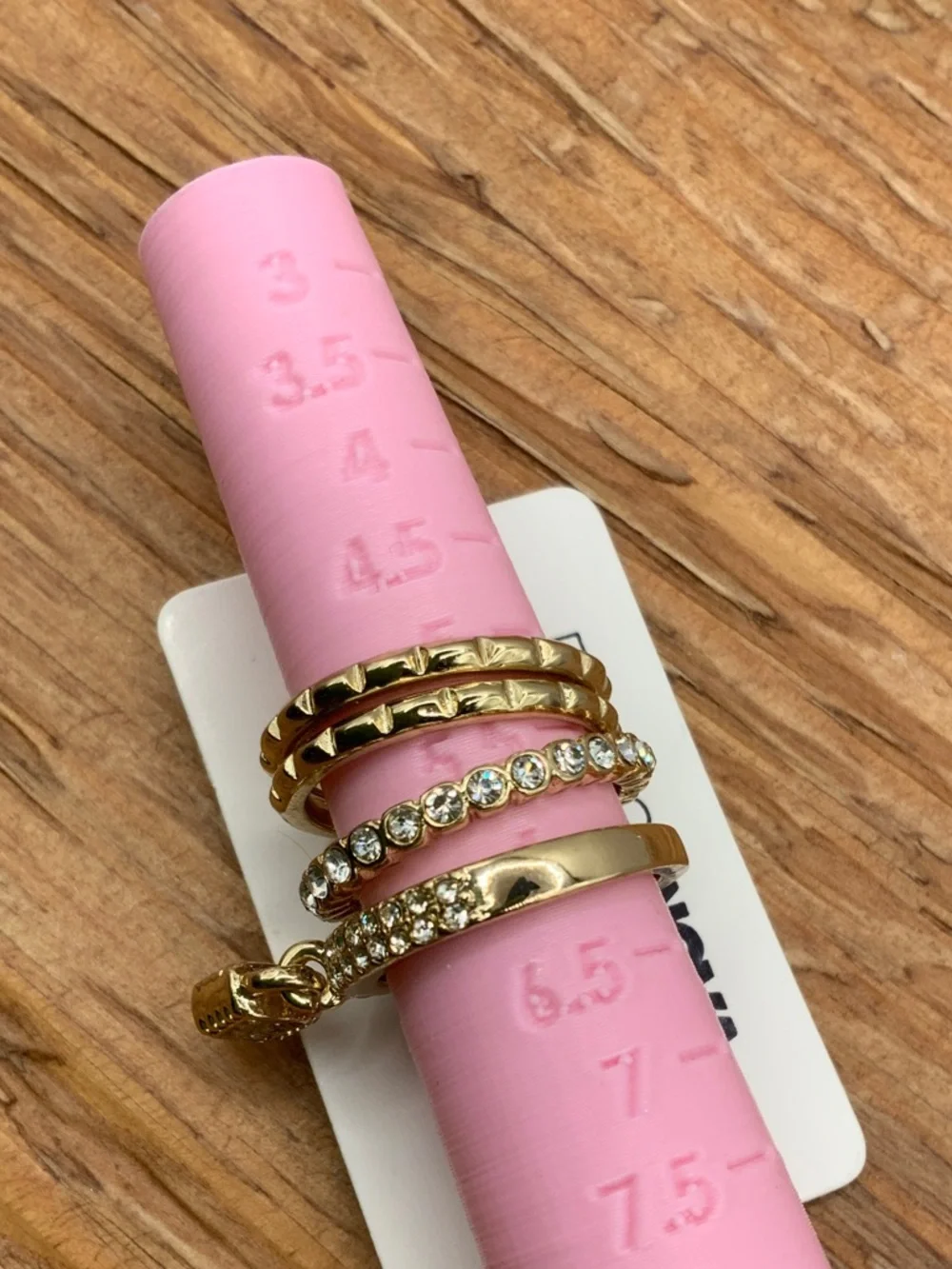 Fashion Nova Locked Away Gold Pavé Stackable Lock & Stud Ring Set